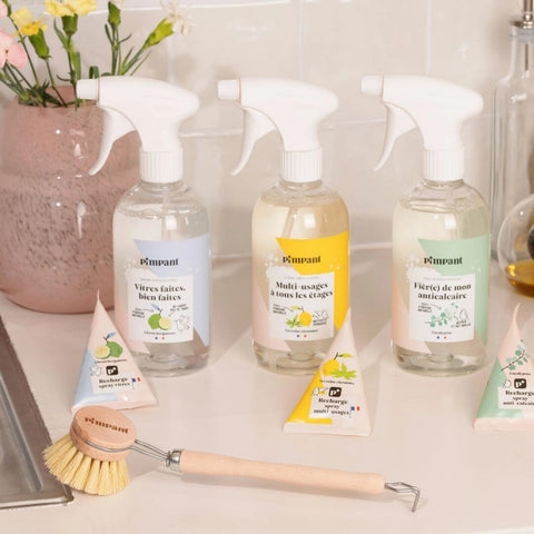 Set Spray Reîncărcabil 500 ml + Rezervă Detergent Geamuri, 100% natural