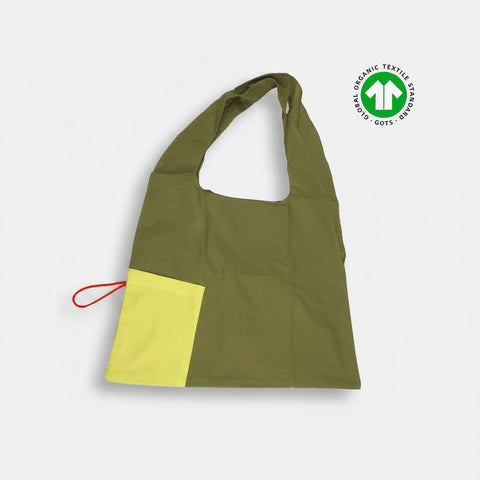 Geantă tip origami din bumbac organic, verde olive