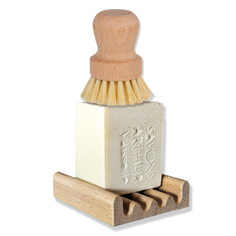 Set Ecologic pentru Vase Curate – Săpun Solid, Suport din Lemn & Perie Ergonomică