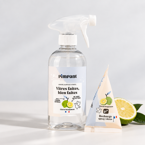 Set Spray Reîncărcabil 500 ml + Rezervă Detergent Geamuri, 100% natural