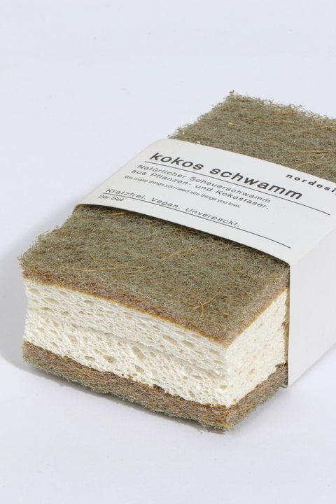 Burete pentru vase din celuloză și cocos (set de 2)