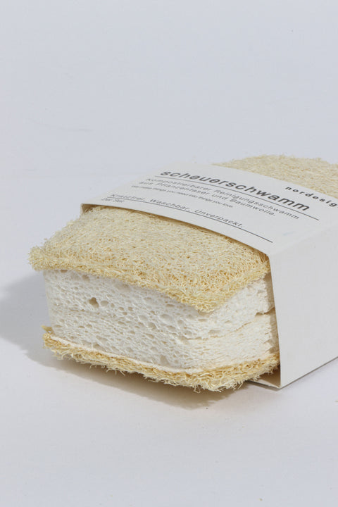 Burete pentru vase din celuloză și fibre de sisal, 100% natural (set 2 buc.)